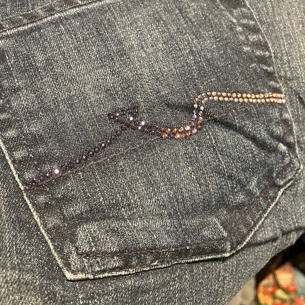 7 For All Mankind Womens Jeans Size 29 Straight Leg Dark Wash Embellished Pocket